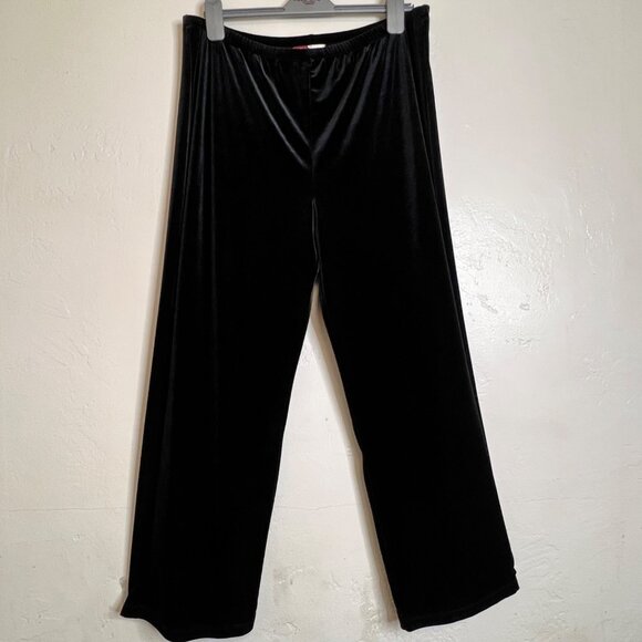 Black Velvet Full Zip Jacket/Pants Set Petite XL Lounge JM Collection Leisure - Picture 2 of 16